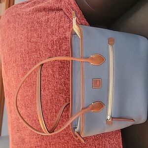 Blue Gray With Tan Trim Dooney & Bourke Tote Bag